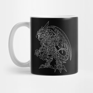 dark mexican kaiju the quetzalcoatl in mecha custom armor ecopop art Mug